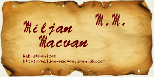 Miljan Mačvan vizit kartica